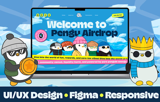 design a crypto meme token website or landing page in figma