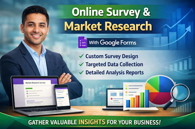 conduct online survey on jotform, typeform, google form, market research
