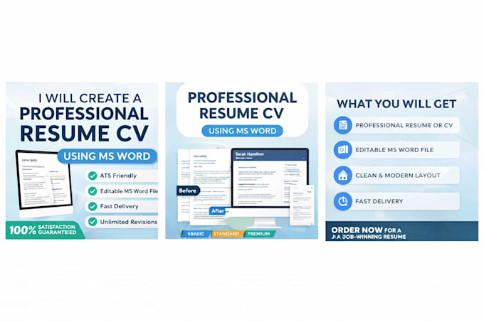 create a professional resume cv using ms word