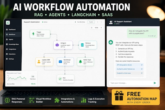 build rag ai agent, langchain, ai automation agent, ai calling agent, ai web app