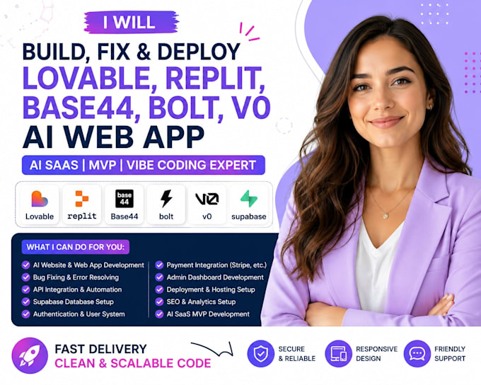 build fix lovable ai app replit ai website base44 web app developer