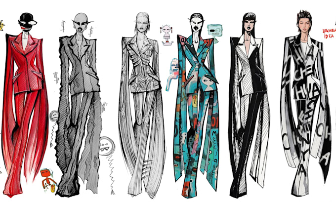 Create professional fashion illustration and outfit sketches by Farit ...