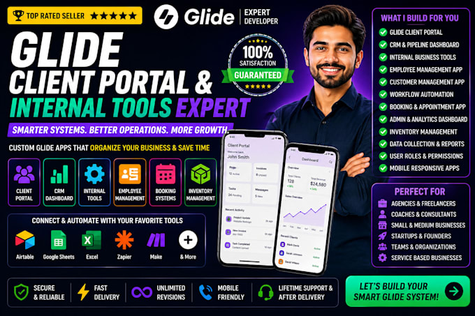 build glide client portal internal tool crm dashboard business app