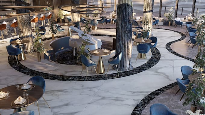 Design 3d interior restaurant, bar and cafe with rendering by ...