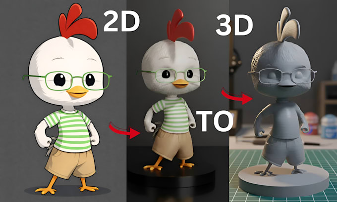 convert 2d concept image to 3d printable model for toy figurine, action figure
