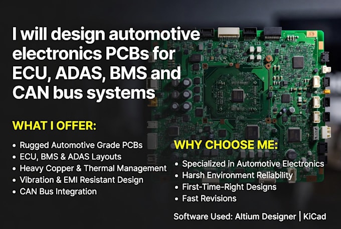 design automotive electronics pcbs, for ecu, adas, bms and system can bus