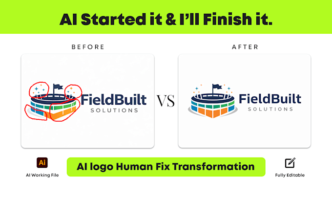 fix, edit and convert your ai generated logo into a professional vector