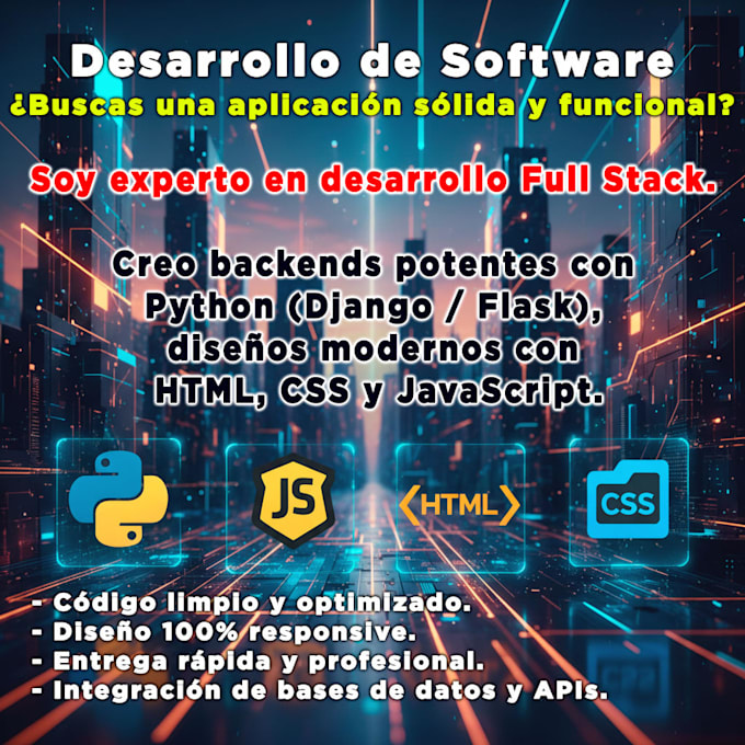 desarrollaré tu aplicación web profesional con python y js