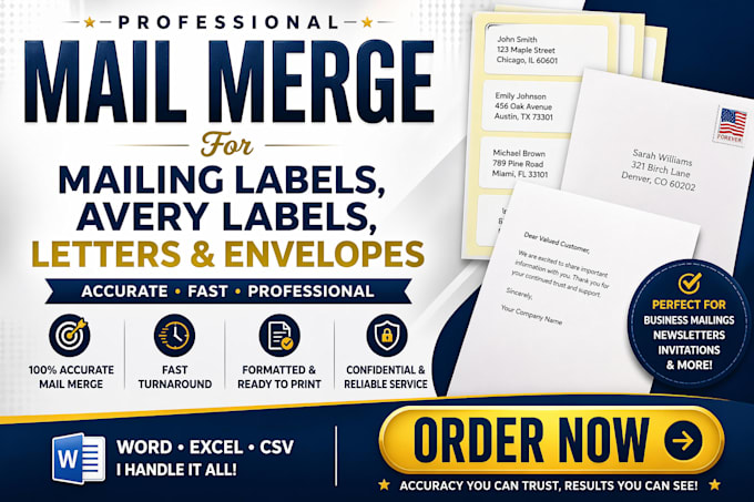 do mail merge for mailing labels, avery labels, letters and envelopes