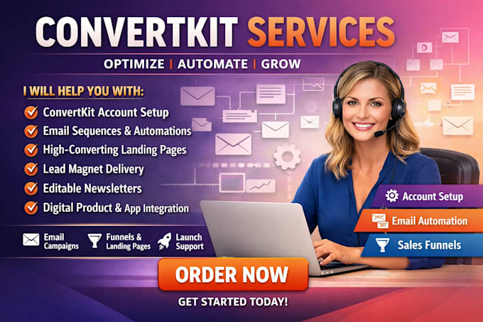 setup convertkit email sequence, convertkit landing page, newsletter, funnel
