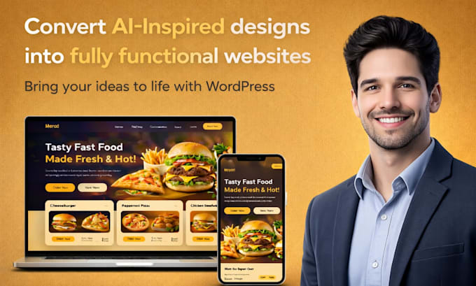 convert your ai inspired website design into fully functional wordpress website