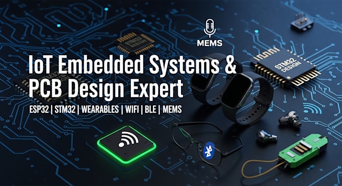 iot embedded sensor devices for smart wearables, pcb, esp32 stm32, mems, wifi bt