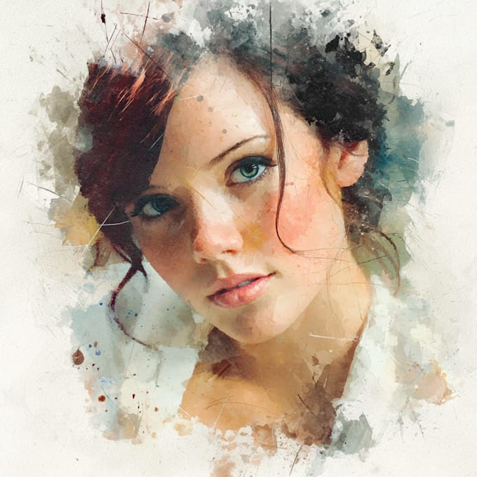create a digital watercolor portrait or watercolor