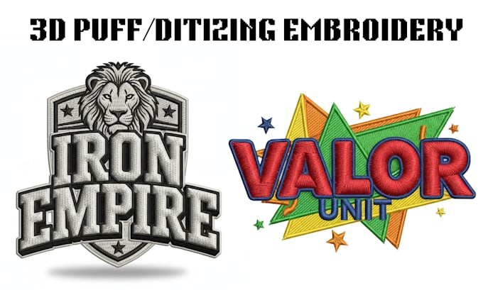 do flat embroidery design 3d puff logo digitizing into dst pes emb