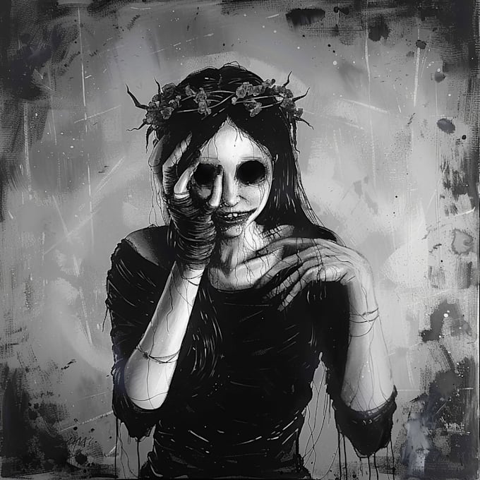 draw dark, horror illustration