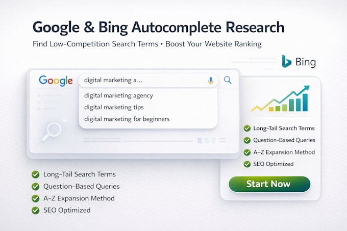 do google bing autocomplete and autosuggest keywords for website ranking SEO