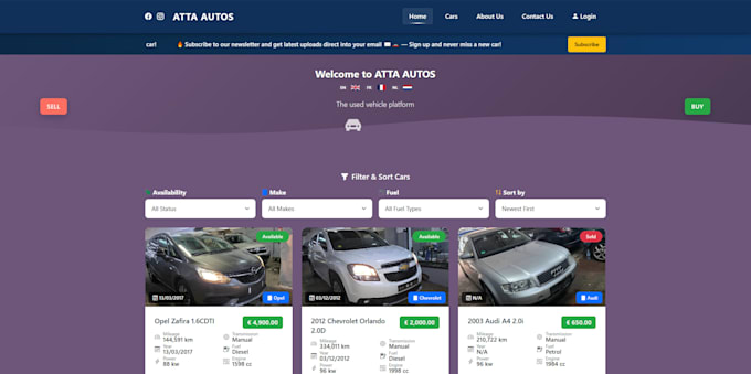 build a modern car dealership website with vehicle listings