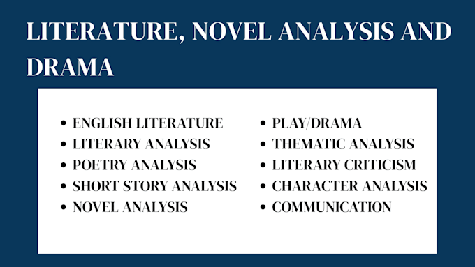 do literature, novel analysis and drama