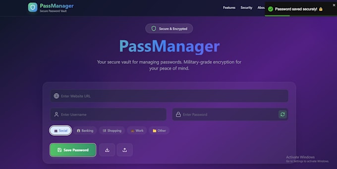 build a professional react js password manager web application