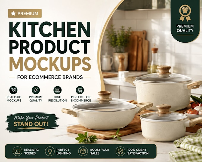 create premium kitchen product mockups for amazon and ecommerce