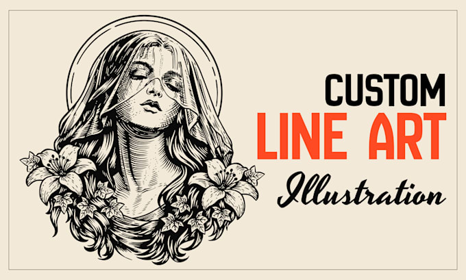 do custom line art illustrations for brands and merchandise