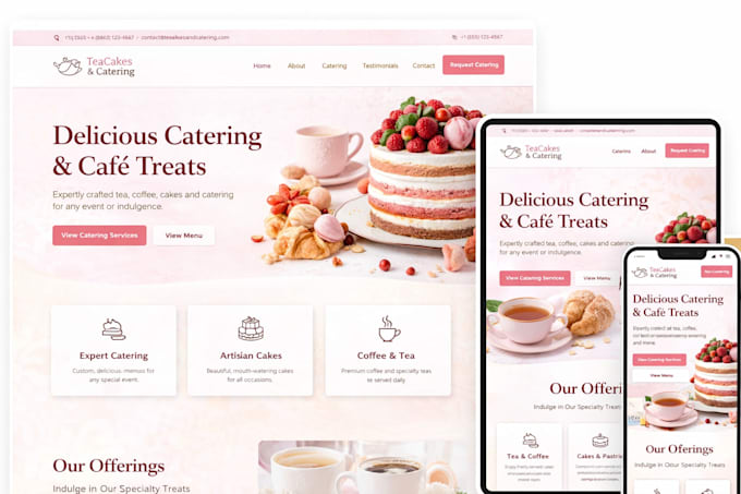 do catering website design, tea shop, cake, coffee website
