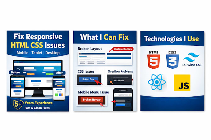 fix responsive HTML CSS issues