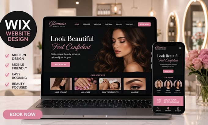 design wix salon and spa website with online booking