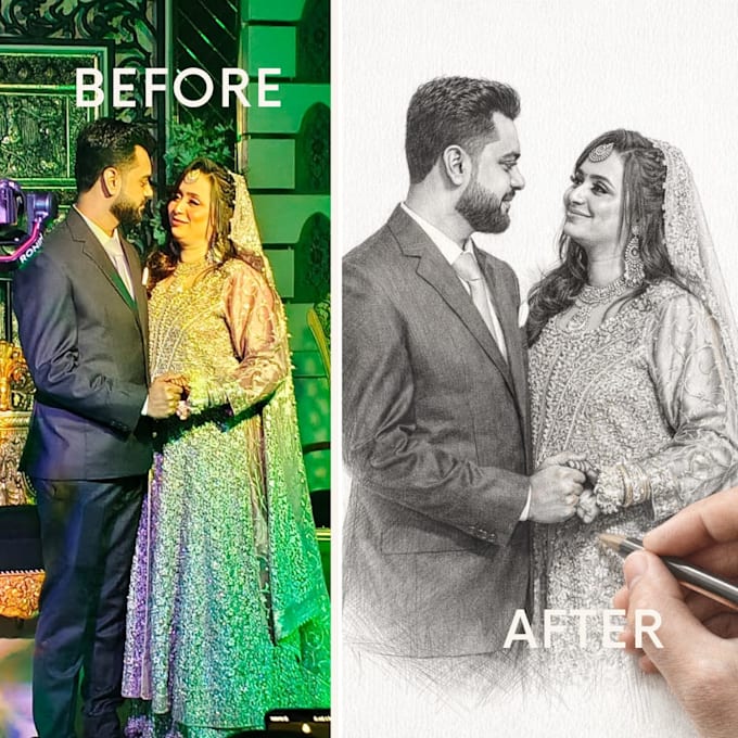 create a custom couple portrait illustration from your photo