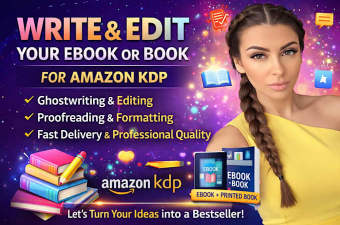 write and edit your ebook or book for amazon KDP