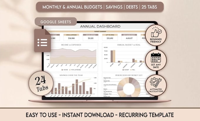 create custom excel template or google sheets budget planner spreadsheet