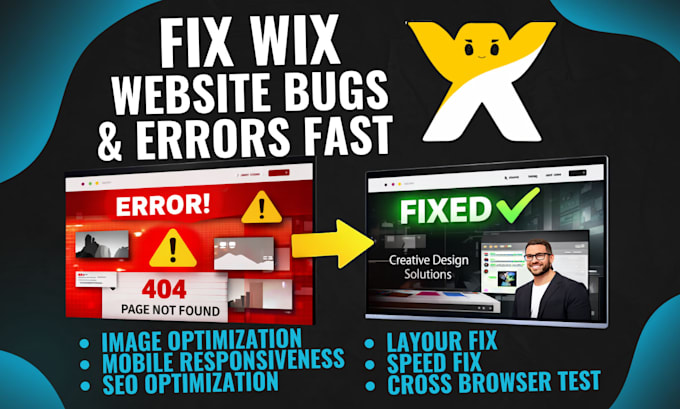 fix website bug issue wix studio errors bug fix layout issues fix website errors