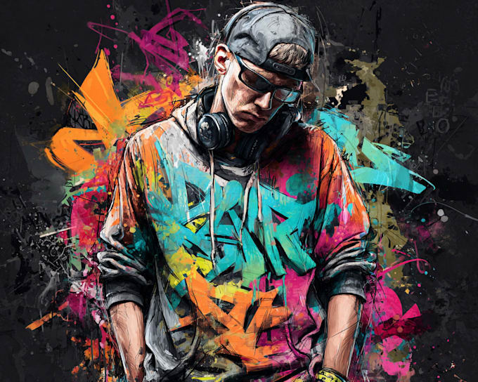 create graffiti art name with character or logo brand