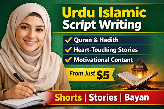 write urdu islamic youtube scripts and stories