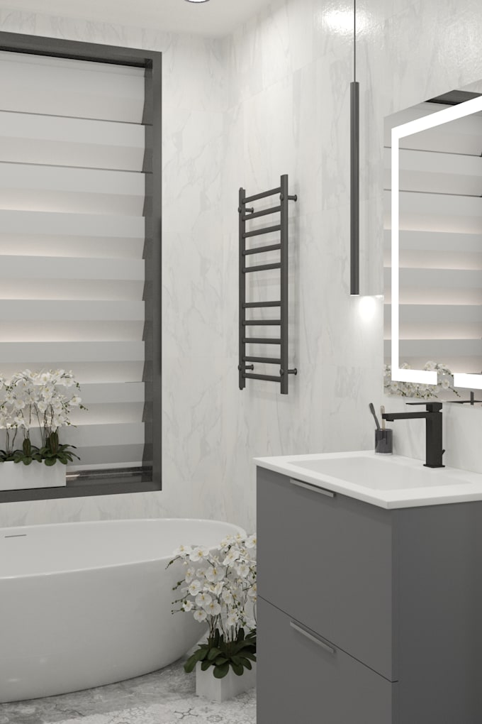 create photorealistic 3d bathroom interior render
