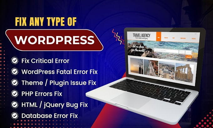 fix wordpress bugs, critical errors, database error, php error