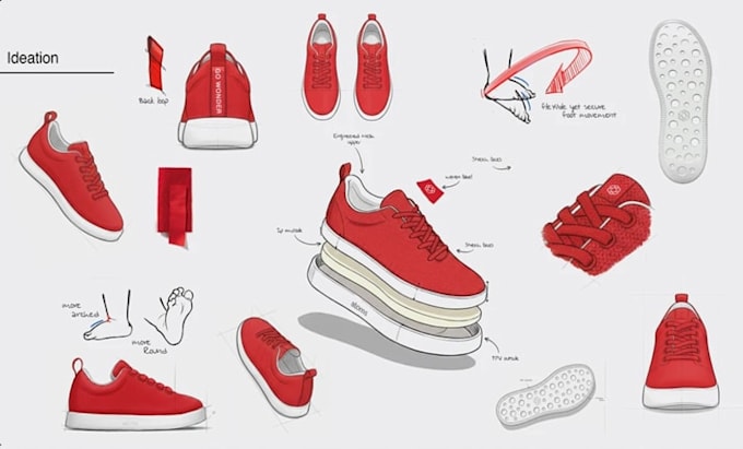 do custom 3d sneakers tech pack and footwear modeling design for manufacturing