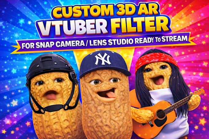 create a custom 3d ar vtuber filter for snap camera, lens studio ready to stream