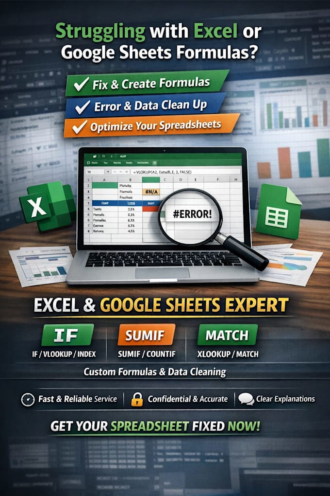 fix vlookup, xlookup, pivot table and complex excel error