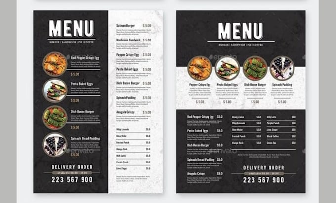 create an editable canva restaurant menu template
