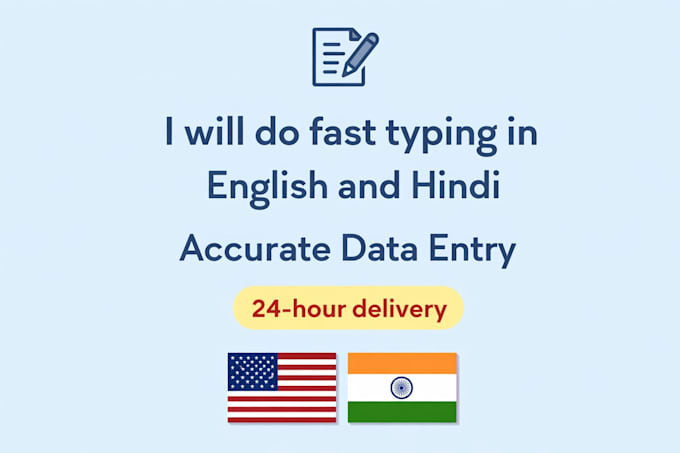 do fast english or hindi typing and data entry