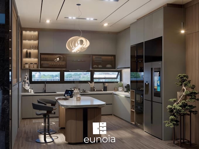 Design kitchen interior in 3d and render by Axellsea | Fiverr