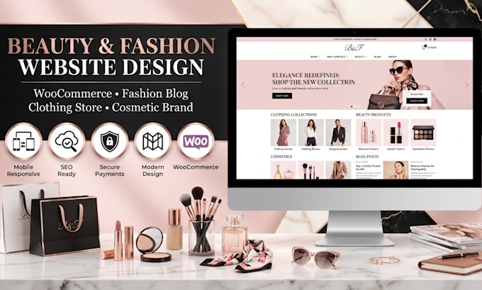design beauty, fashion, clothing cosmetic website fashion blog woocommerce store