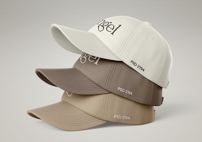 design realistic 3d cap, baseball, and snapback designs with 3d mockups