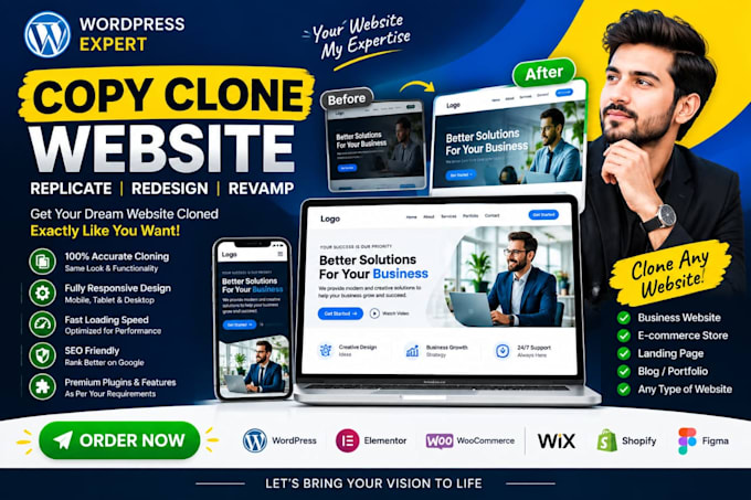 replicate website copy clone redesign revamp website design using elementor
