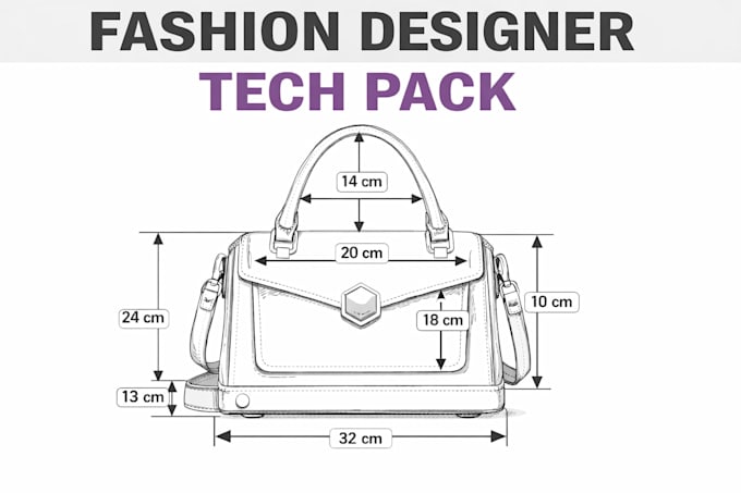 fashion tech pack designer for handbag backpack tote bag tech pack design