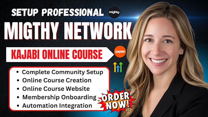 setup mighty network kajabi course membership website online course community
