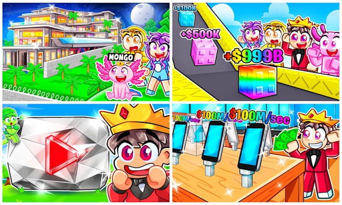 create a pro tycoon game icon and thumbnail for roblox