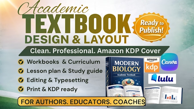design, format lead magnet, textbook, workbook, and curriculum layout for KDP