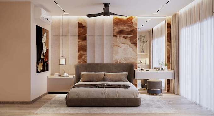 design a modern luxury master bedroom
